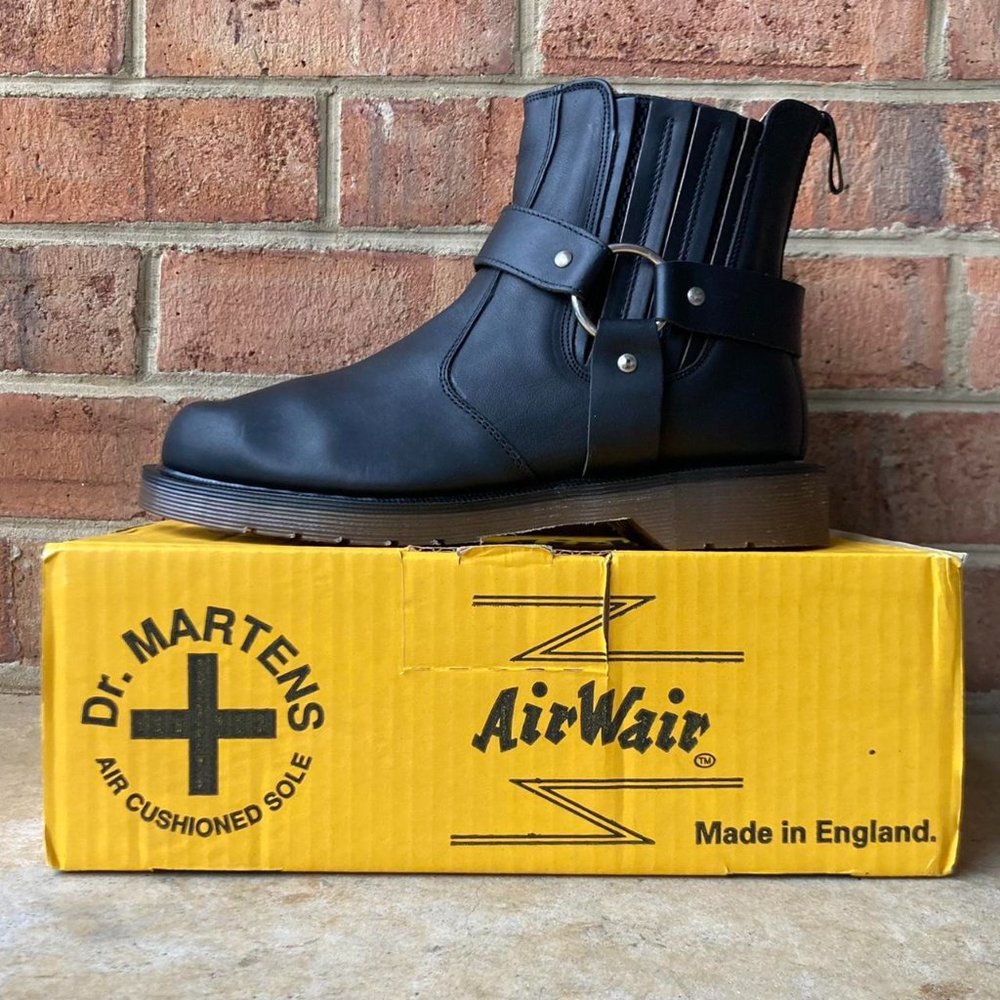 deadstockvintage dr. martens MIE chelsea boots with harness O rings and paneling